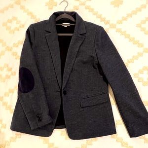 Loft Blazer. Size 12. Navy/Gray herringbone. Elbow patches. Excellent condition